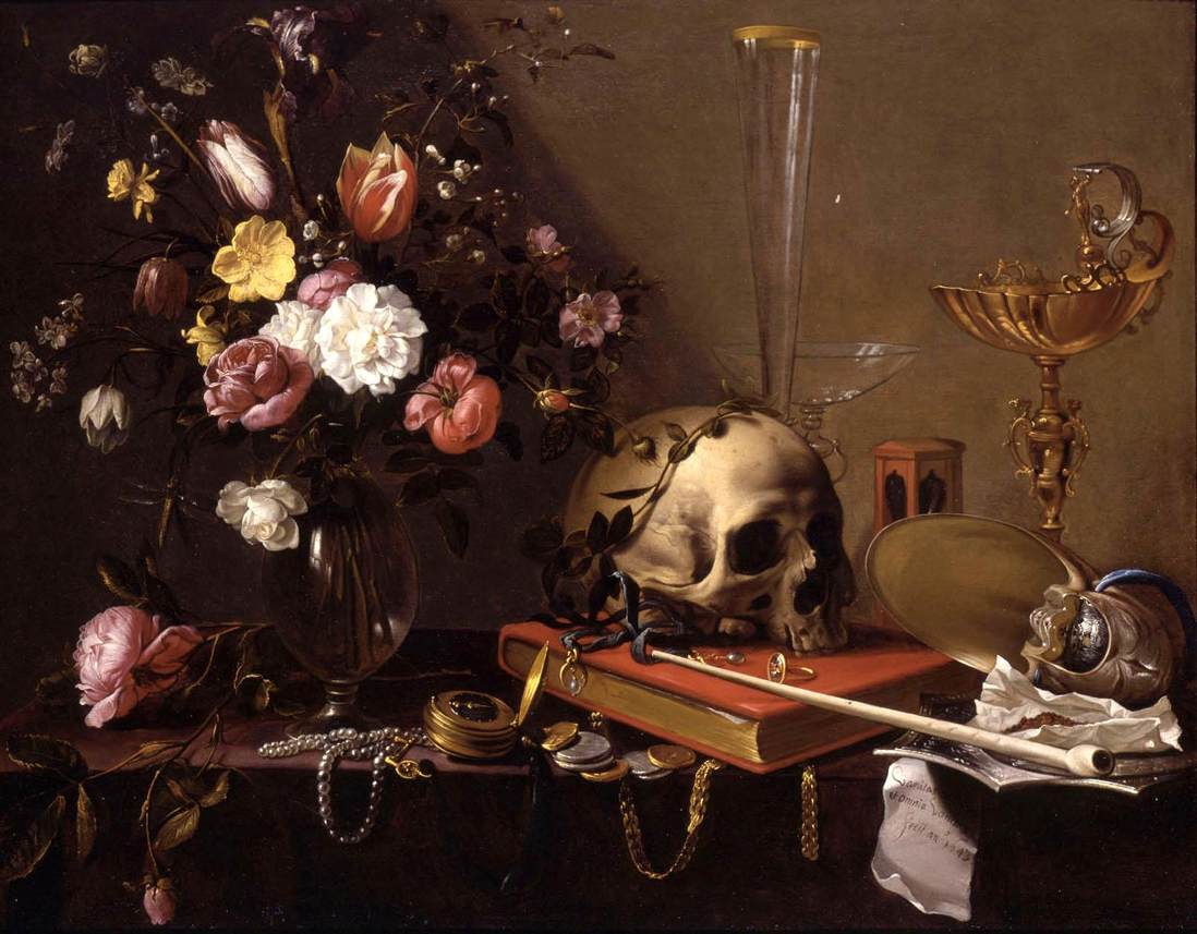 Still-Life with a Bouquet and A Skull